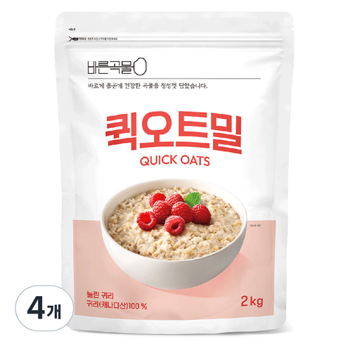 바른곡물 퀵 오트밀, 2kg, 4개