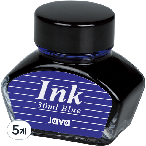 자바펜 만년필용 병잉크 30ml, 5개, 청색