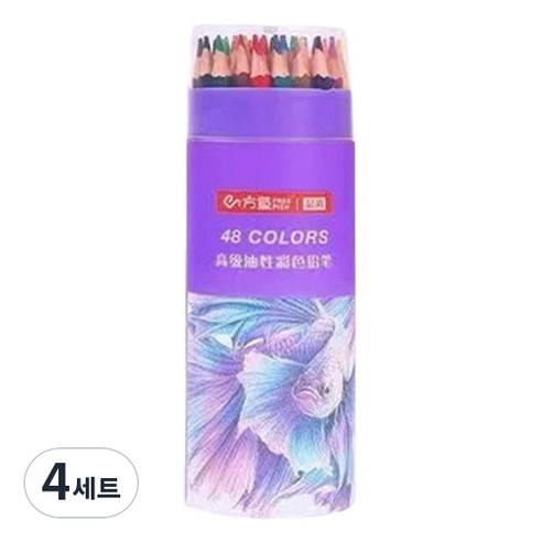 프리피쉬 시나아트 유성 고급 색연필 라운드케이스, 48색, 4세트