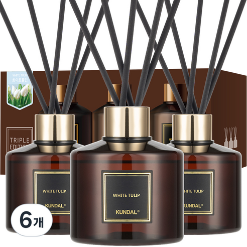 쿤달 퍼퓸 디퓨저 + 섬유스틱 세트, 화이트튤립, 200ml, 6개