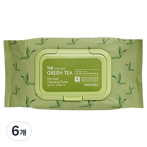 토니모리 더 촉촉 그린티 노-워시 클렌징 티슈, 1개입, 6개