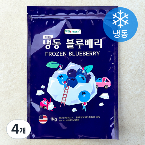 웰프레쉬 미국산 블루베리 (냉동), 4개, 1kg