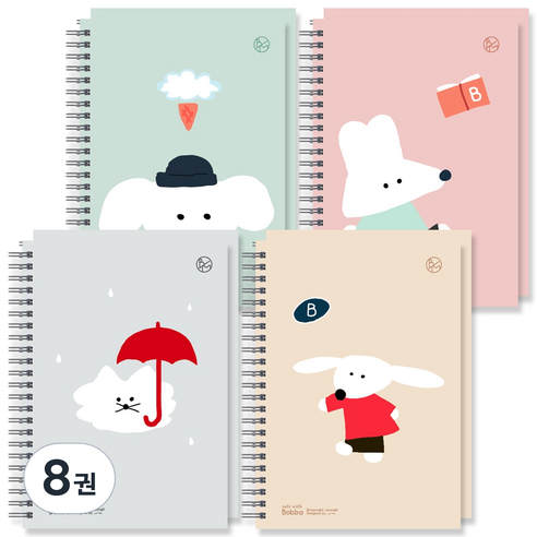 뭉구 보바 A5 코지 항균 노트, 혼합, 8권