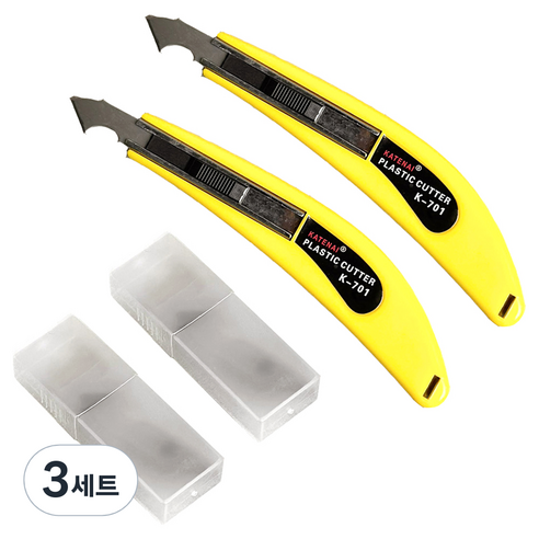 모나코올리브 아크릴 커터 컷팅 칼 2p + 기본칼날 6p + 추가칼날 20p 세트, 노랑(칼), 3세트
