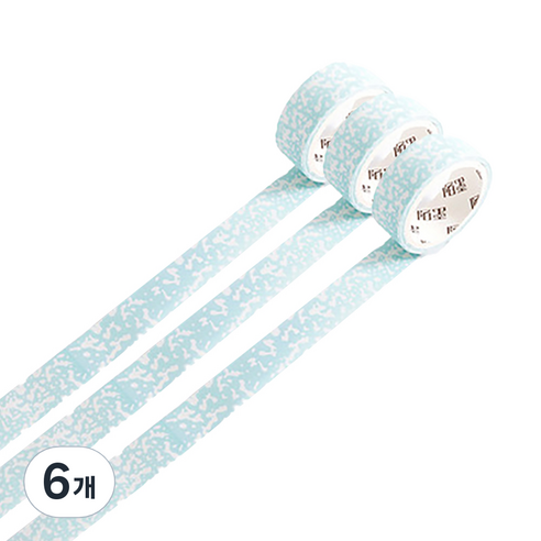 마켓A 감성 잉크 마스킹테이프 15mm x 3m, 블루, 6개