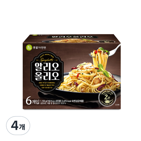 이가자연면 알리오올리오 파스타 6p, 1.155kg, 4개