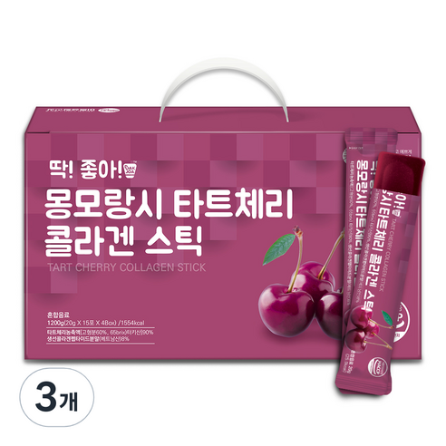미쁨생활건강 딱좋아 몽모랑시 타트체리 콜라겐 젤리스틱, 60회분, 1200g, 3개