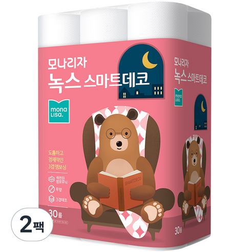 모나리자 녹스 스마트데코 3겹 엠보싱 화장지 27m, 2팩, 30롤