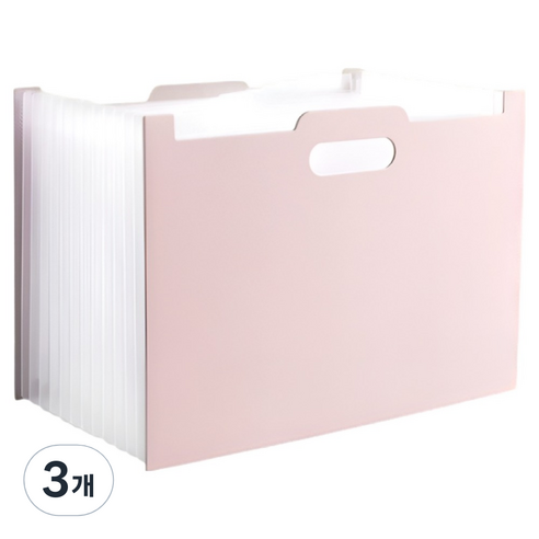 대용량 13칸 도큐먼트 아코디언파일 A4, 스윗핑크, 3개