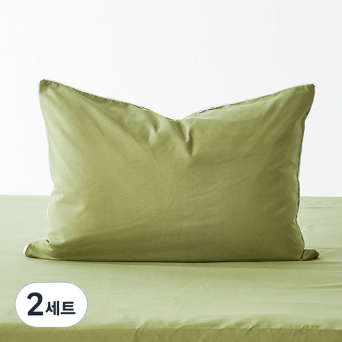 라뽐므 노르빅 호텔 베이직 베개솜 + 베개커버 기본형 세트, 퓨어화이트 + 올리브그린, 2세트
