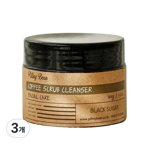 필링빈 저자극 얼굴각질 제거 필링젤 블랙슈가 피부보습, 40g, 3개