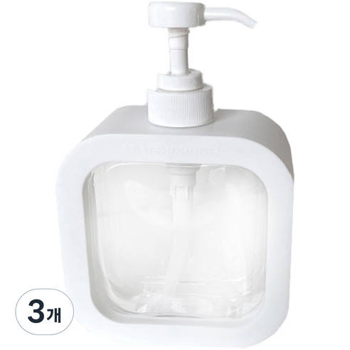 더이쁨 사각 투명용기 500ml, 화이트, 3개