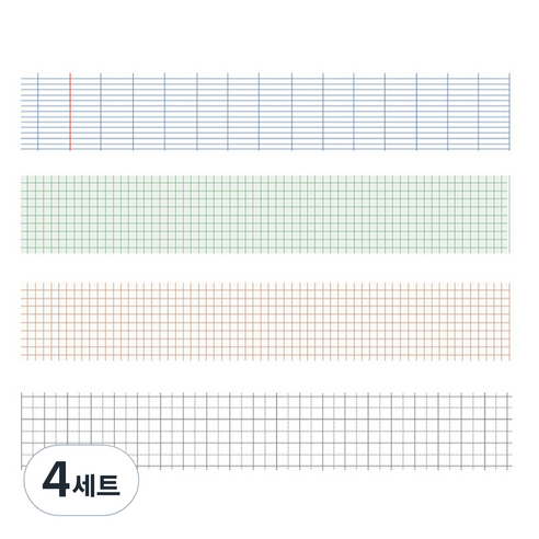 마켓A 플레이드 종이 마스킹테이프 2cm x 2m 4종 세트, TYPE5, 4세트