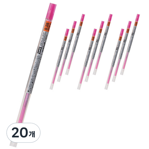유니 시그노 스타일핏트 젤잉크 리필심 0.28mm UMR-109, 베이비핑크, 20개