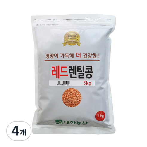 대한농산 레드렌틸콩, 4개, 3kg