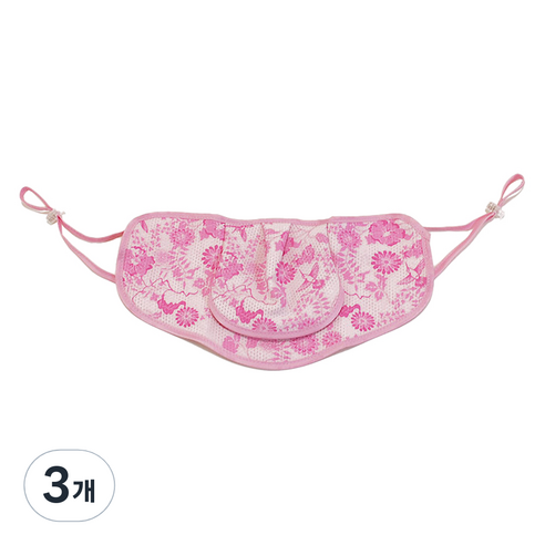 구리원사 2단 T3 꽃무늬 햇빛차단 마스크 24 x 12.5 cm, 1개입, 3개, 핑크