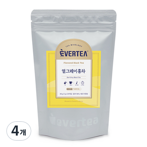 에버티 얼그레이홍차 24티백 리필팩 홍차 블렌딩티, 48g, 1개, 4개