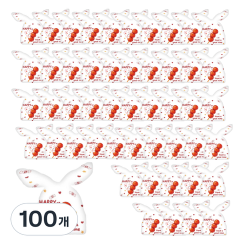 스타리움 간식 답례품 구디백 간단 포장봉투, Happy, 100개