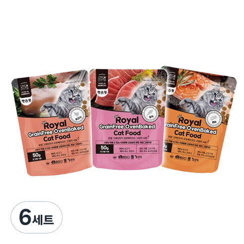 펫스윗 전연령 로얄 그레인프리 오븐베이크드 고양이 건식사료, 혼합맛, 150g, 6세트