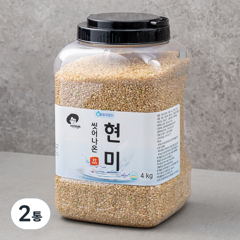 엉클탁 씻어나온 현미, 4kg, 2통