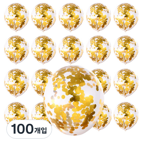 윰스 샤인스팽글 파티풍선, 골드, 100개입