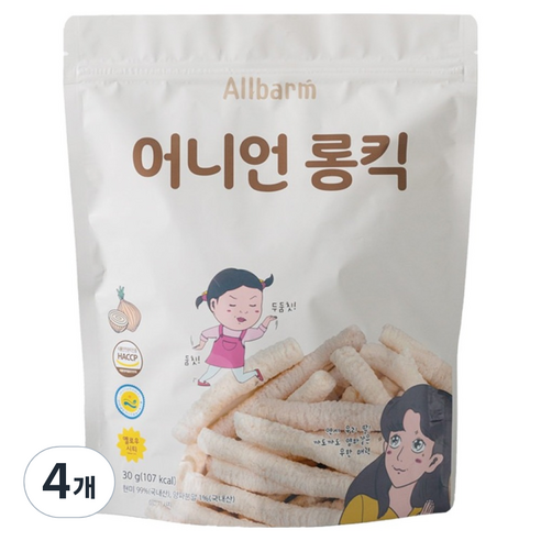 올바름 어니언롱킥 간식, 양파맛, 30g, 4개