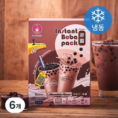 오스버블 인스턴트 보바팩 버블티 초콜릿맛 4개입 (냉동), 260g, 6개
