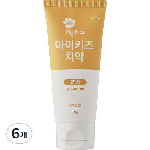그린핑거 마이키즈 치약 2단계 중불소 488ppm, 60g, 6개