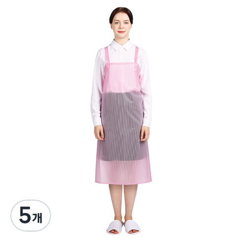 웰프런 우레탄 방수앞치마 스트라이프 중, 반투명 핑크, 5개