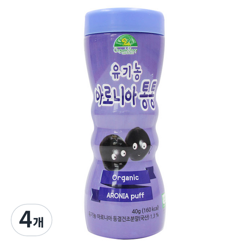 OrganicStory 유아용 유기농 아로니아통통 과자, 아로니아맛, 4개, 40g