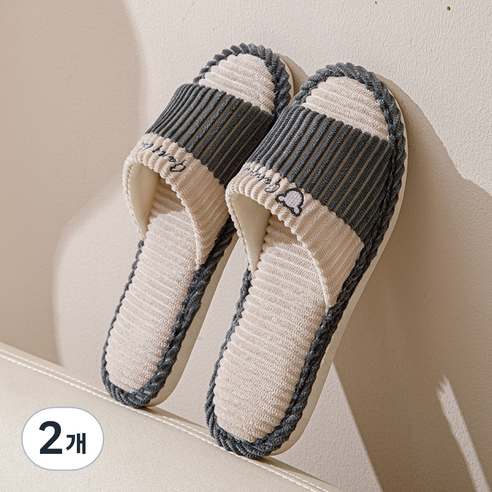 언헤브 투톤 포인트 실내 거실화, 04 그레이, 2개