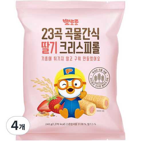 뽀로로 크리스피롤, 딸기맛, 240g, 4개