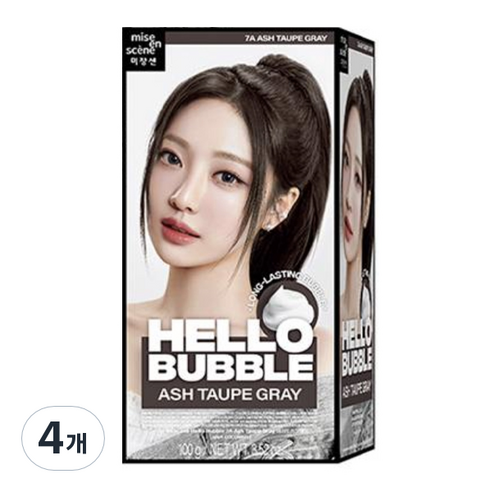 미쟝센 뉴 헬로버블 염모제, 7A애쉬토프그레이, 4개