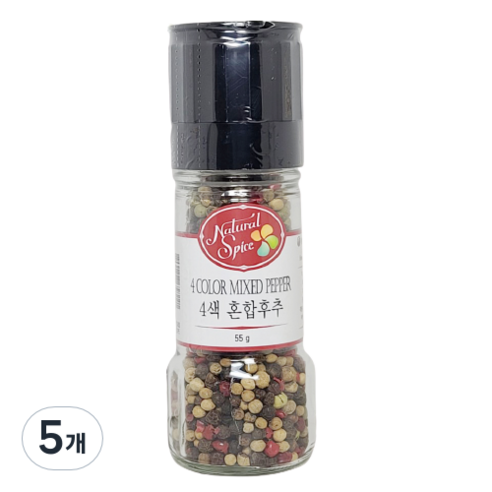 내츄럴스파이스 4색 혼합 후추 그라인더, 55g, 5개