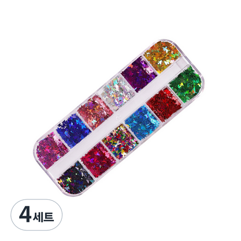 테네져 네일데코 나비글리터 홀로 12종 세트, 믹스, 4세트