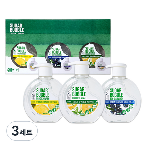 슈가버블 친환경 주방세제 470ml x 3종 세트, 3세트
