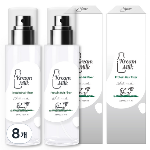 크림밀크 단백질 헤어픽서 화이트머스크향, 8개, 105ml