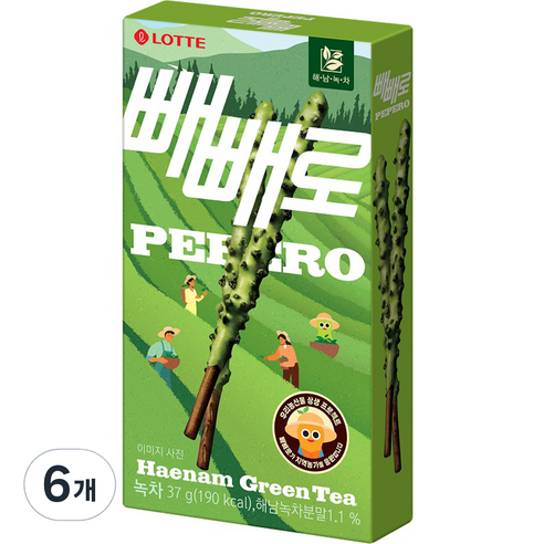 빼빼로 녹차, 37g, 6개