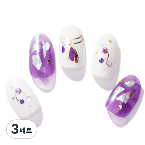 엔젤리 프리미엄 젤 네일 아트 스티커 세트, 3세트, 문라이트 퍼플