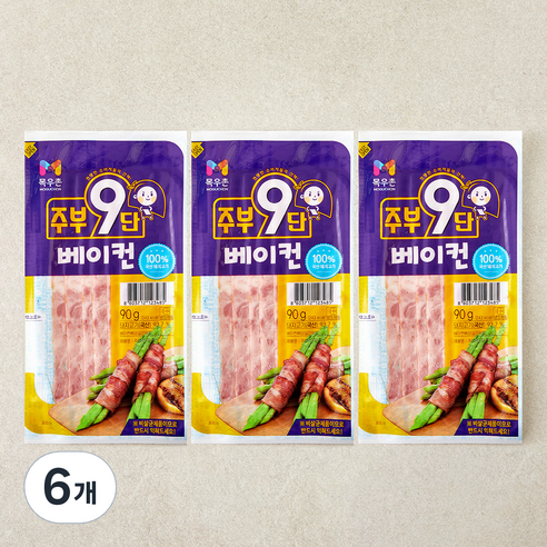 주부9단 베이컨, 90g, 6개
