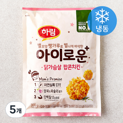 하림 아이로운 닭가슴살 팝콘치킨 (냉동), 300g, 5개