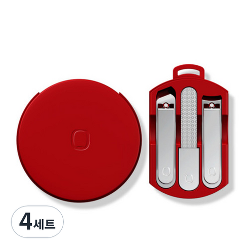 피피홈리빙 마카롱 포켓 손톱깍이 케어 세트, 4세트, 레드