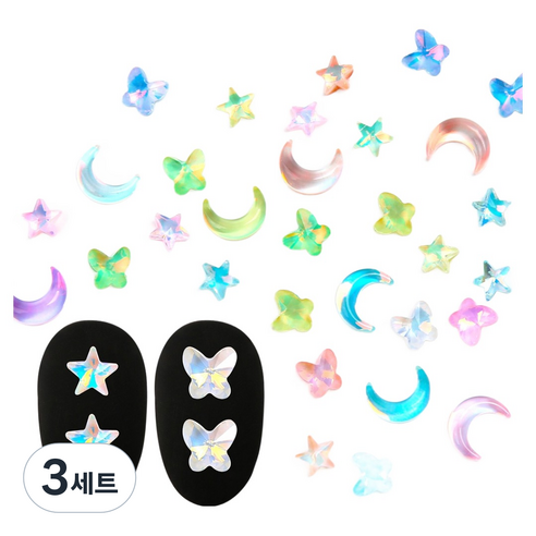 젤로젤로 프리미엄 네일 스톤 100p 세트, 3세트, JCS-05 오로라 스톤 혼합
