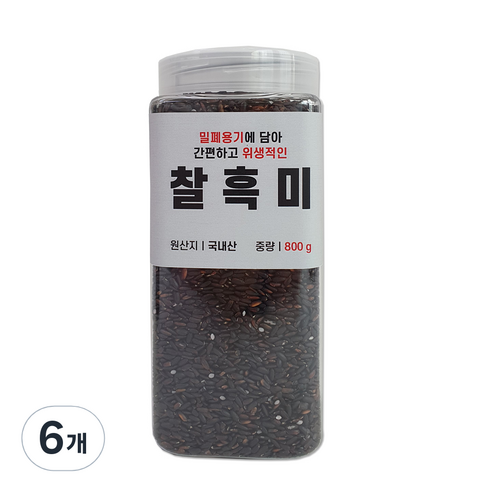 대한농산 통에담은 찰흑미, 800g, 6개