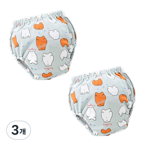 스타도어 유아용 큐트패턴 배변팬티 2p 세트, 곰, 3개