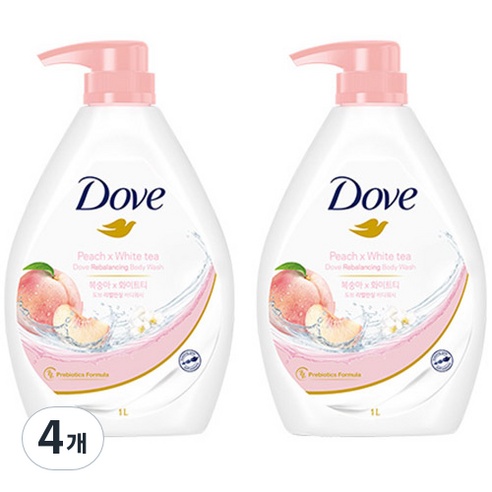 도브 화이트 피치 바디워시, 4개, 1L
