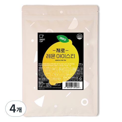 스위트컵 제로 레몬 아이스티 파우더, 500g, 1개입, 4개