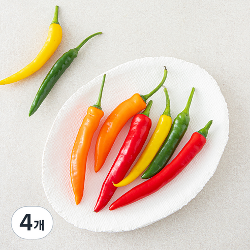 컬러 매운 고추, 4개, 100g