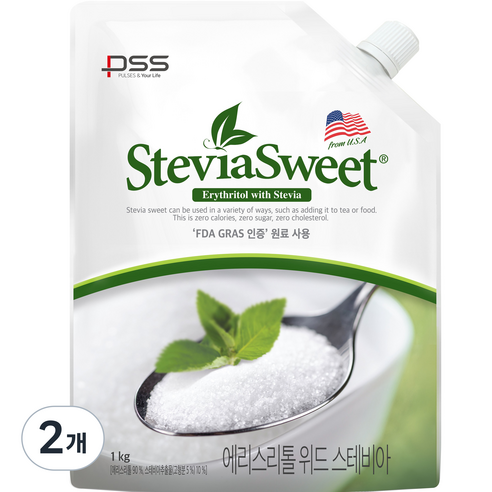 펄세스 에리스리톨 위드 스테비아 파우치, 1kg, 2개