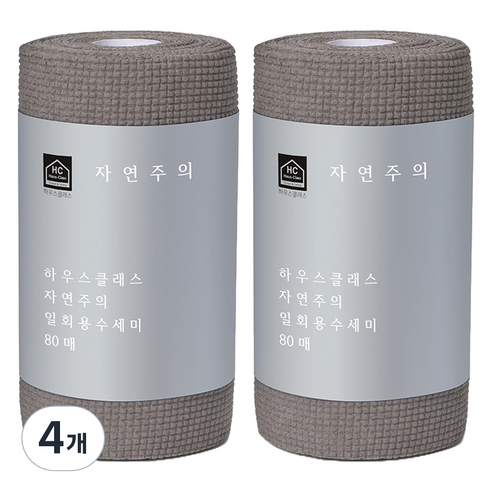 하우스클래스 자연주의 일회용 수세미, 그레이, 80개입, 4개
